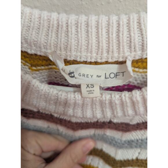 Cheerful long sleeve knit multicolor striped sweater by Lou & Grey for Loft, XS - Picture 3 of 9